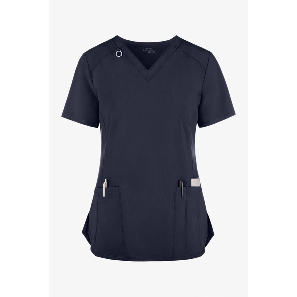 Cherokee Infinity Women's 2-Pocket STRETCH V-Neck Scrub Top Color NAVY Medium